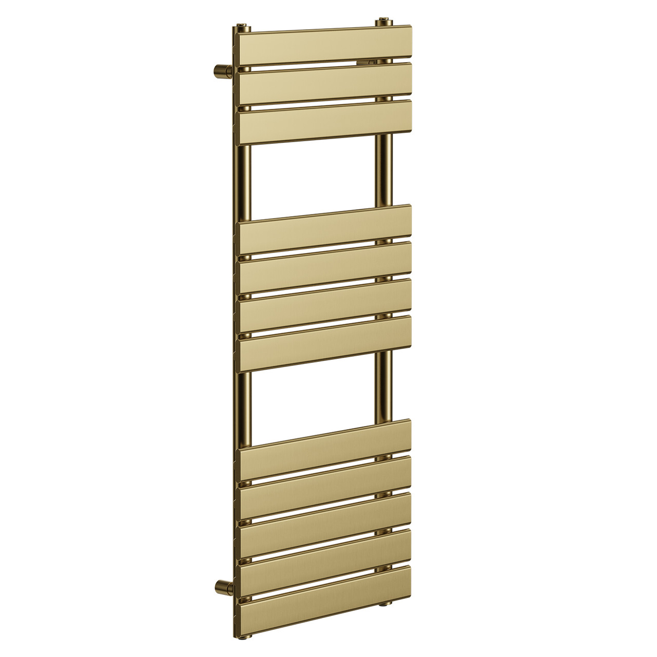 Athens Brushed Brass Flat Panel Heated Towel Rail Left Hand Side View