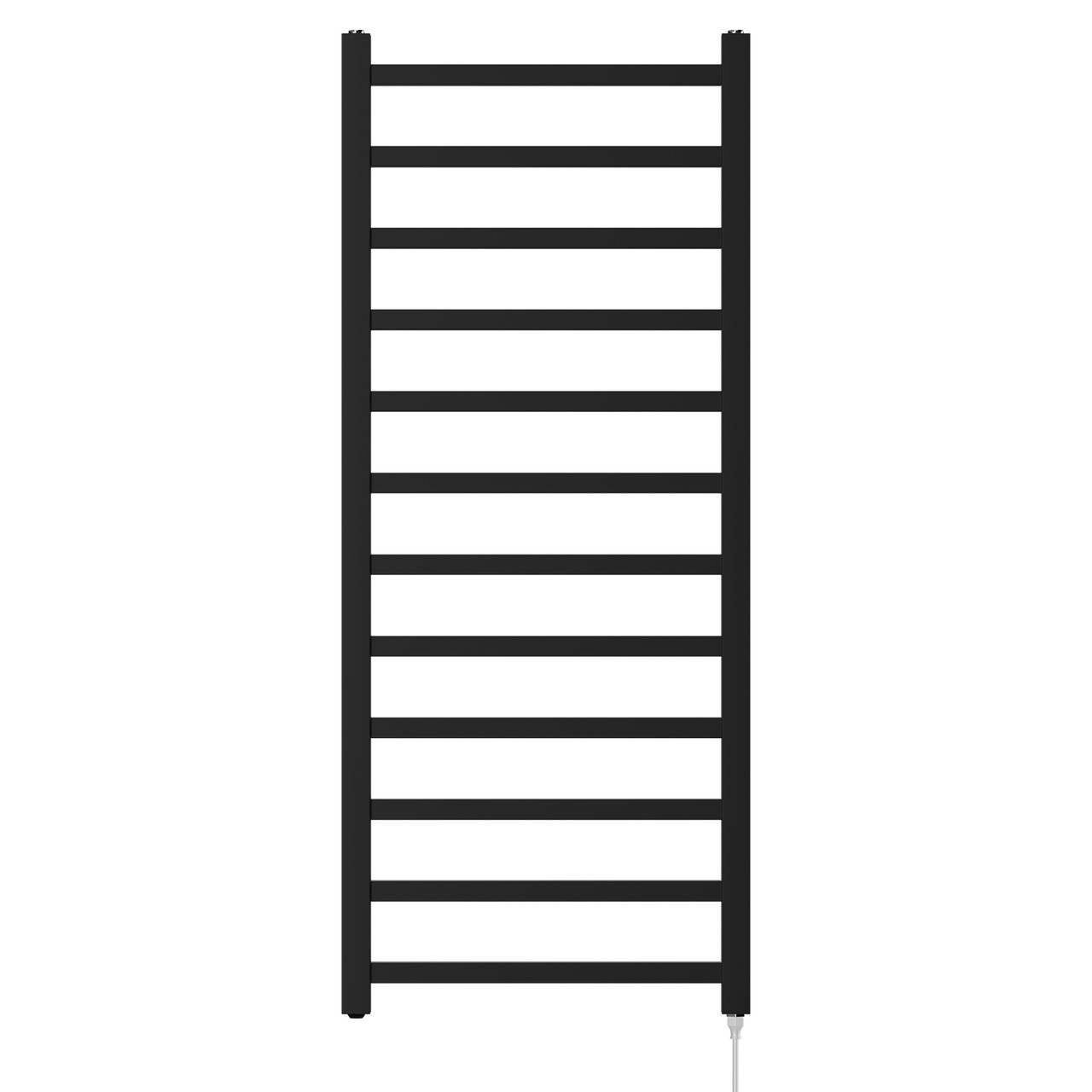 Breda Matt Black Square Bar Electric Heated Ladder Rail Front View