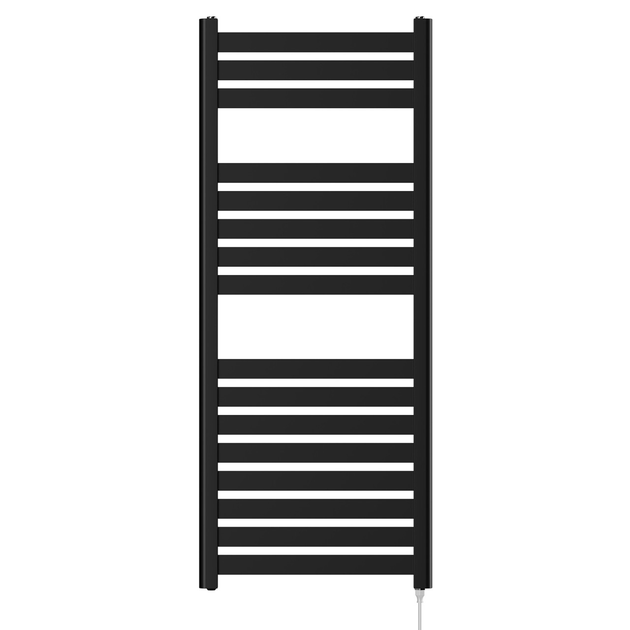 Cadiz Matt Black Flat Panel Electric Heated Towel Rail Front View