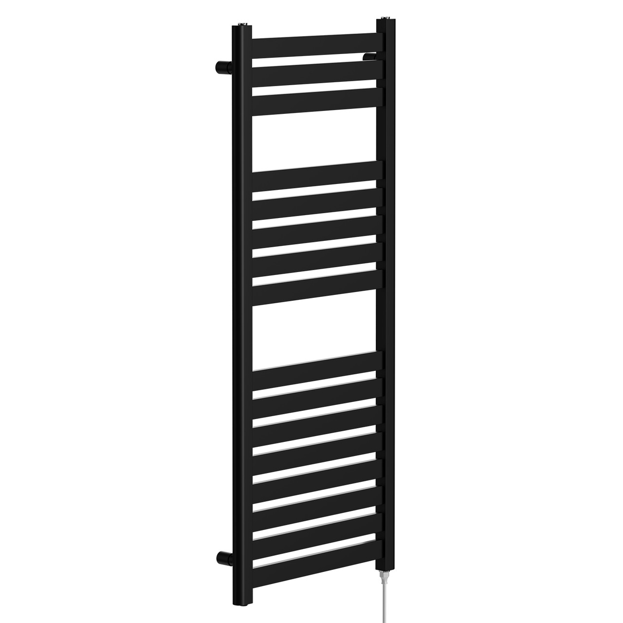 Cadiz Matt Black Flat Panel Electric Heated Towel Rail Left Hand Side View