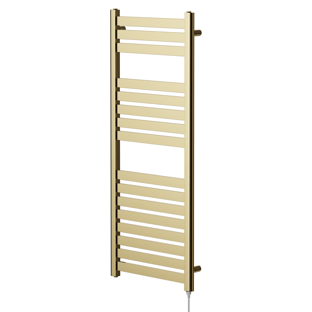 Cadiz Brushed Brass Flat Panel Electric Heated Towel Rail Right Hand Side View