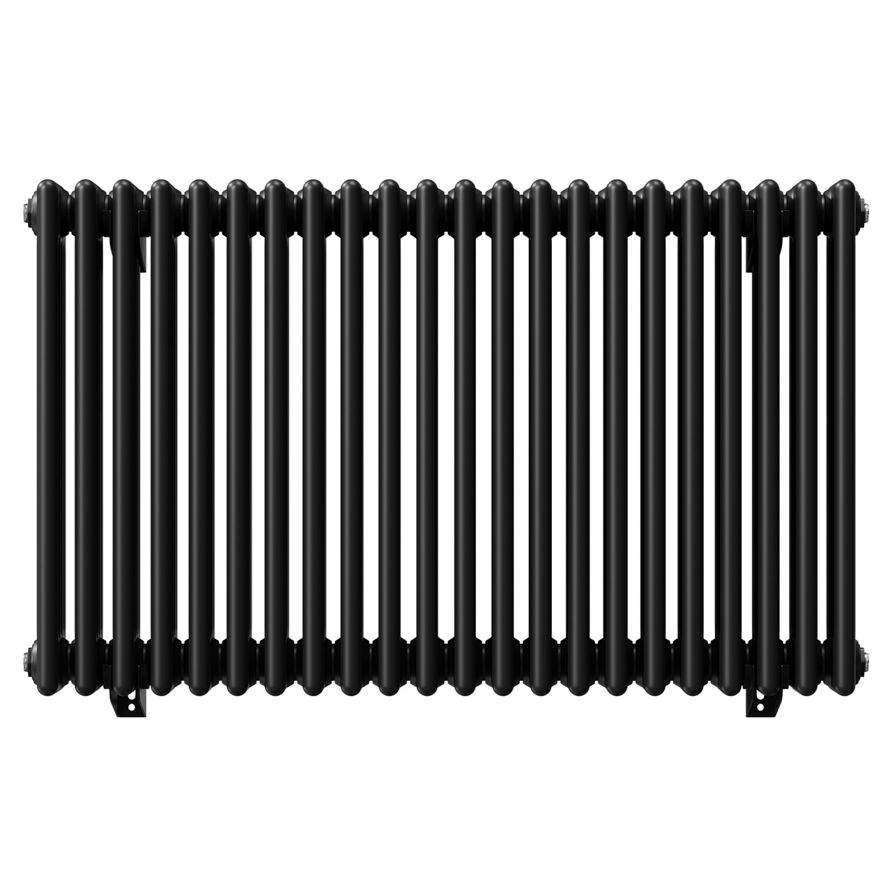 Copenhagen Horizontal Matt Black Quadruple Column Radiator Front View