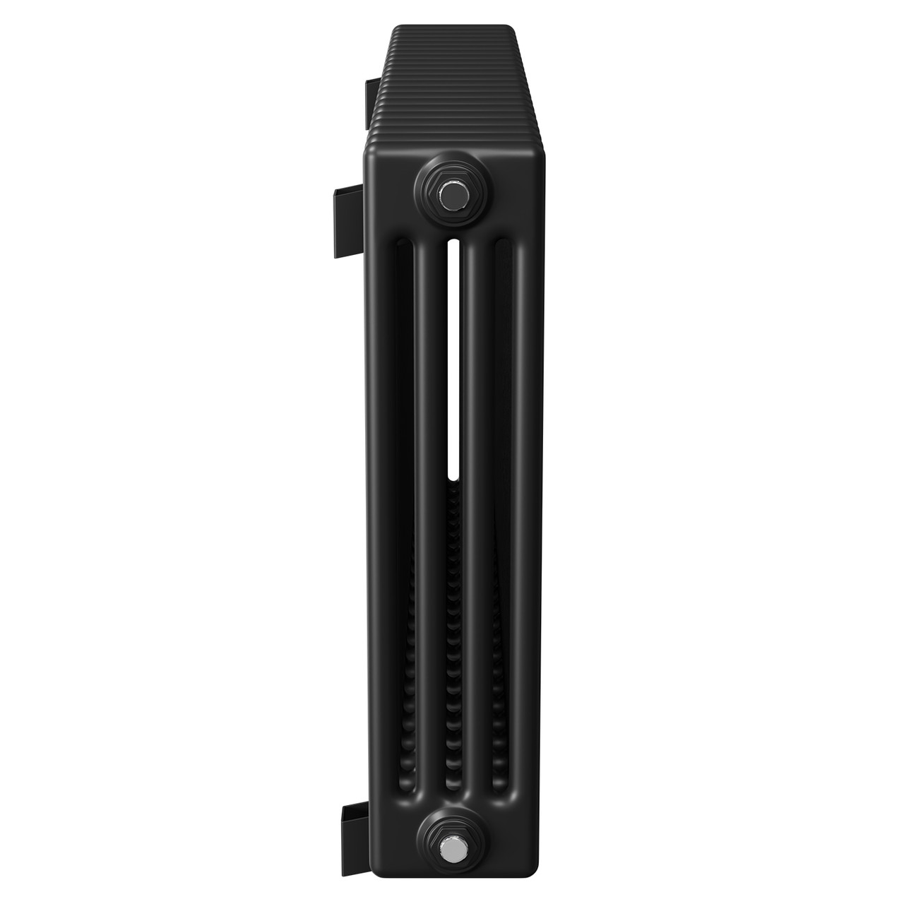 Copenhagen Horizontal Matt Black Quadruple Column Radiator Side on View
