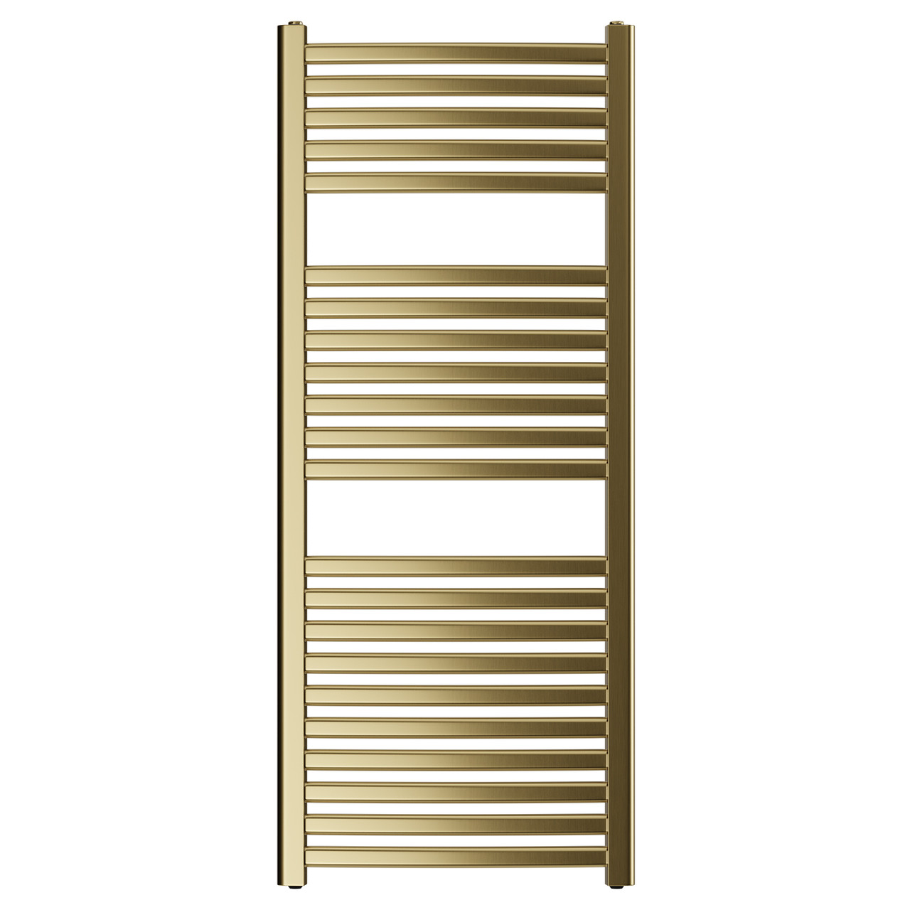 Cologne Brushed Brass Curved Heated Towel Rail Front View