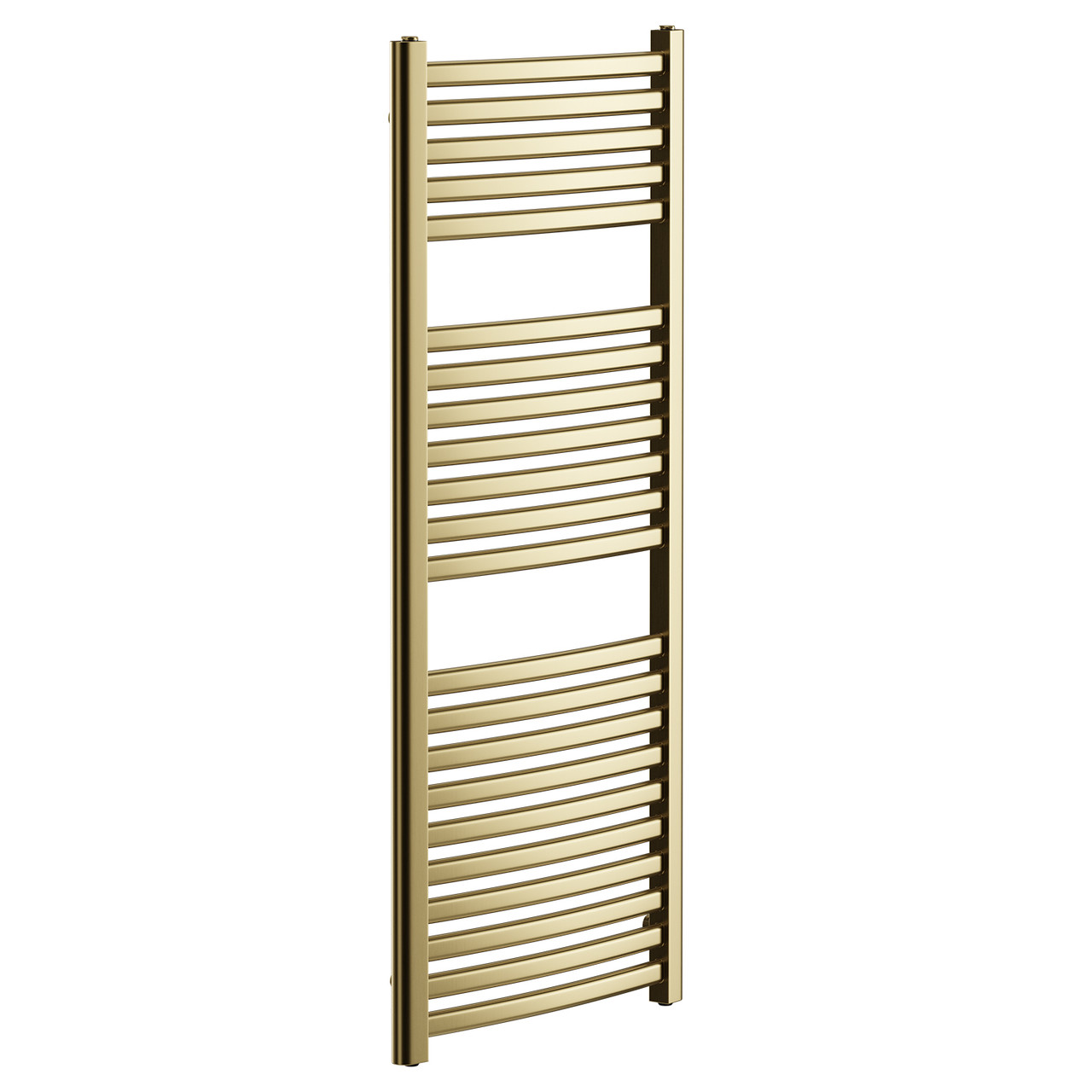 Cologne Brushed Brass Curved Heated Towel Rail Left Hand Side View