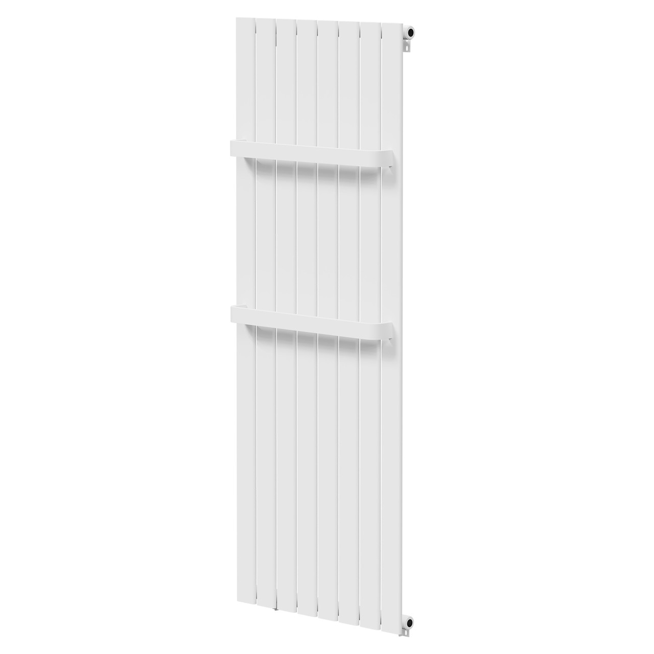 Davos White Single Panel Radiator with Twin Towel Rails Right Hand Side View