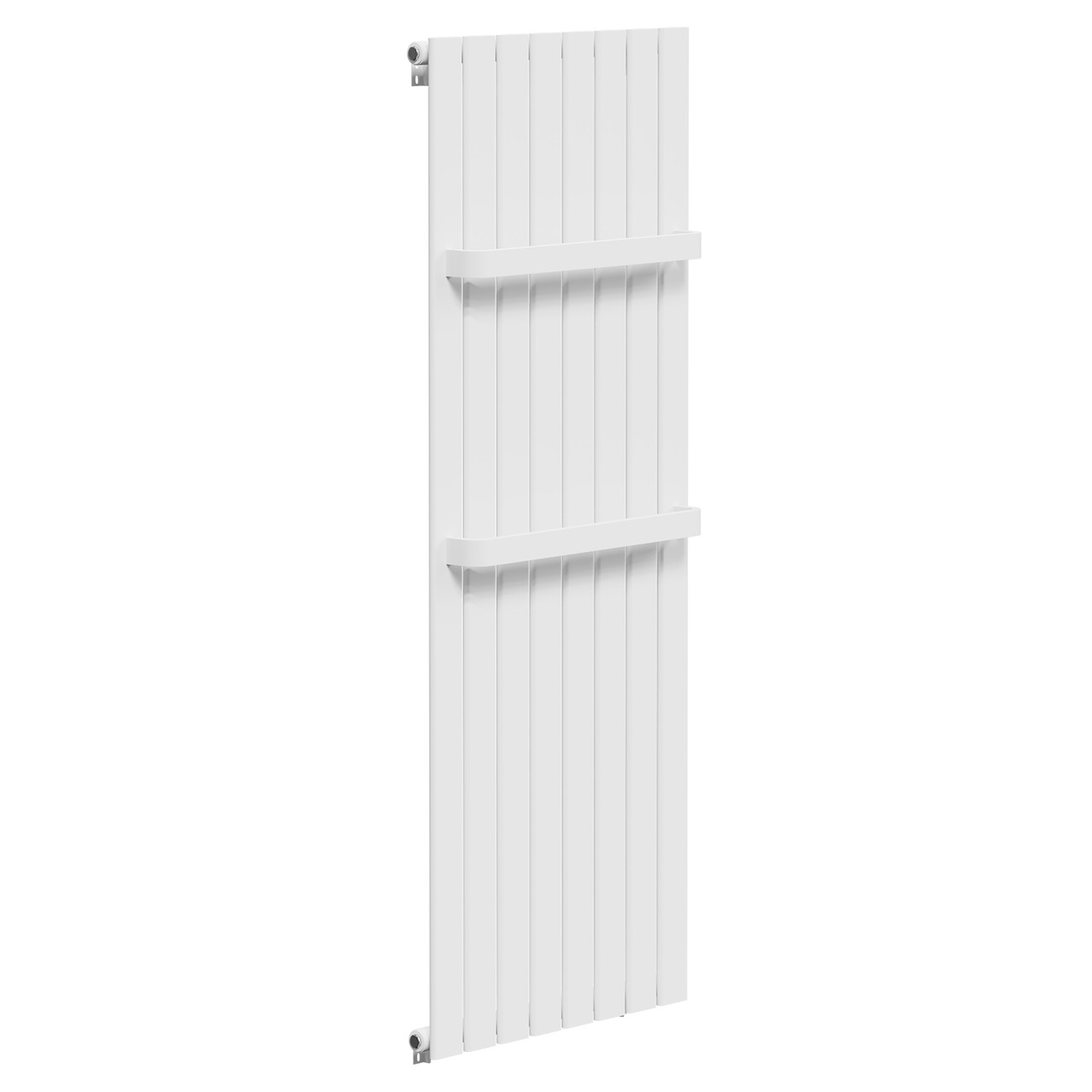 Davos White Single Panel Radiator with Twin Towel Rails Left Hand Side View