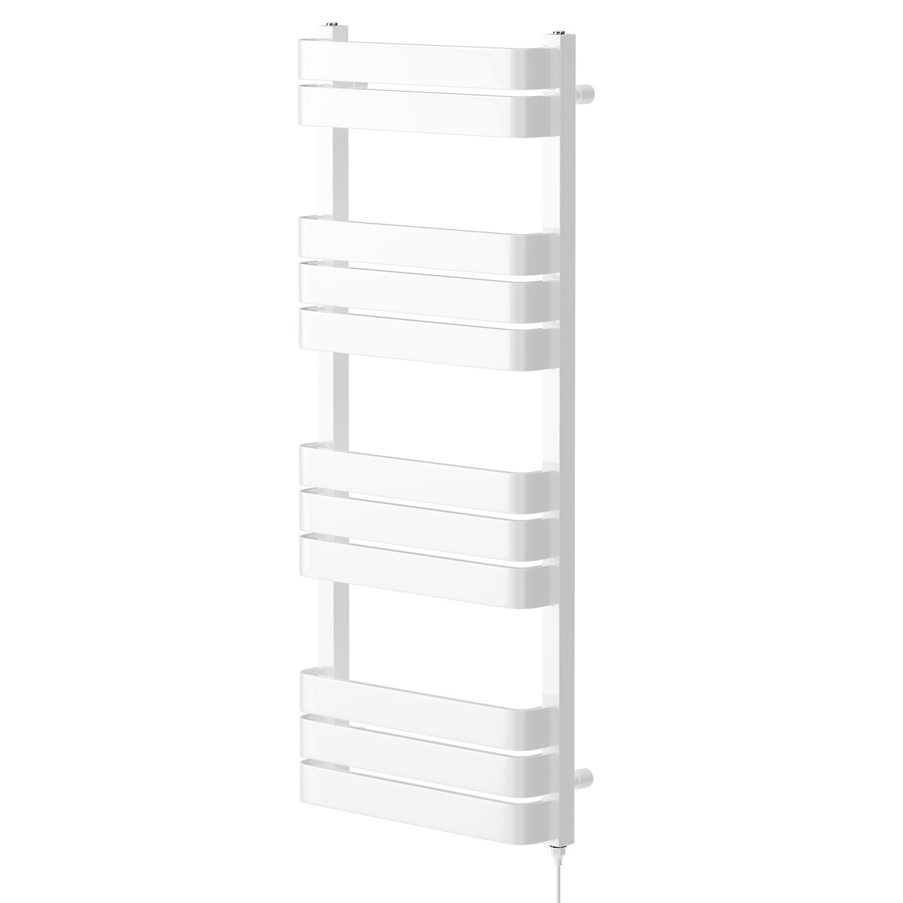 Dakar White Curved Electric Heated Towel Rail Right Hand Side View