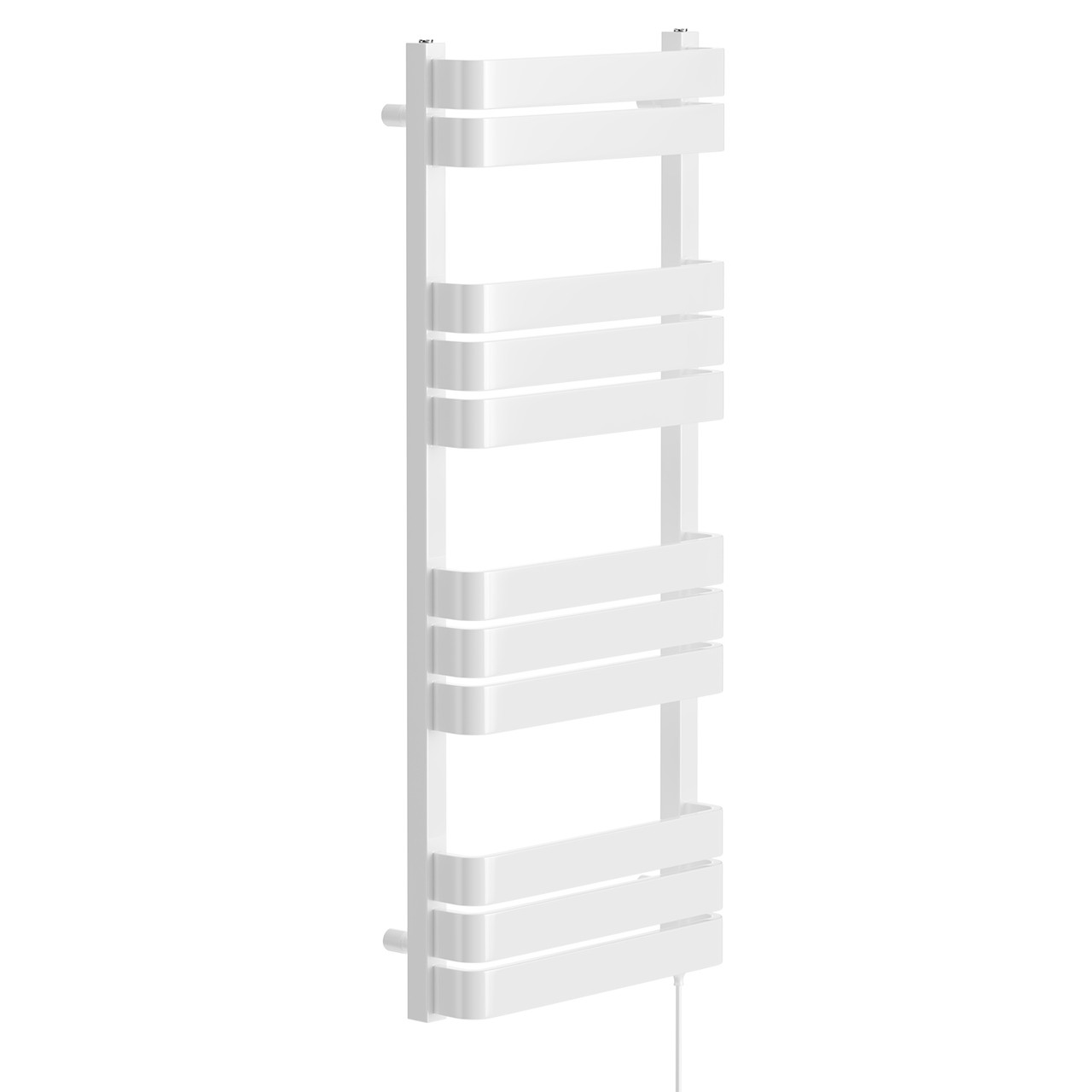 Dakar White Curved Electric Heated Towel Rail Left Hand Side View