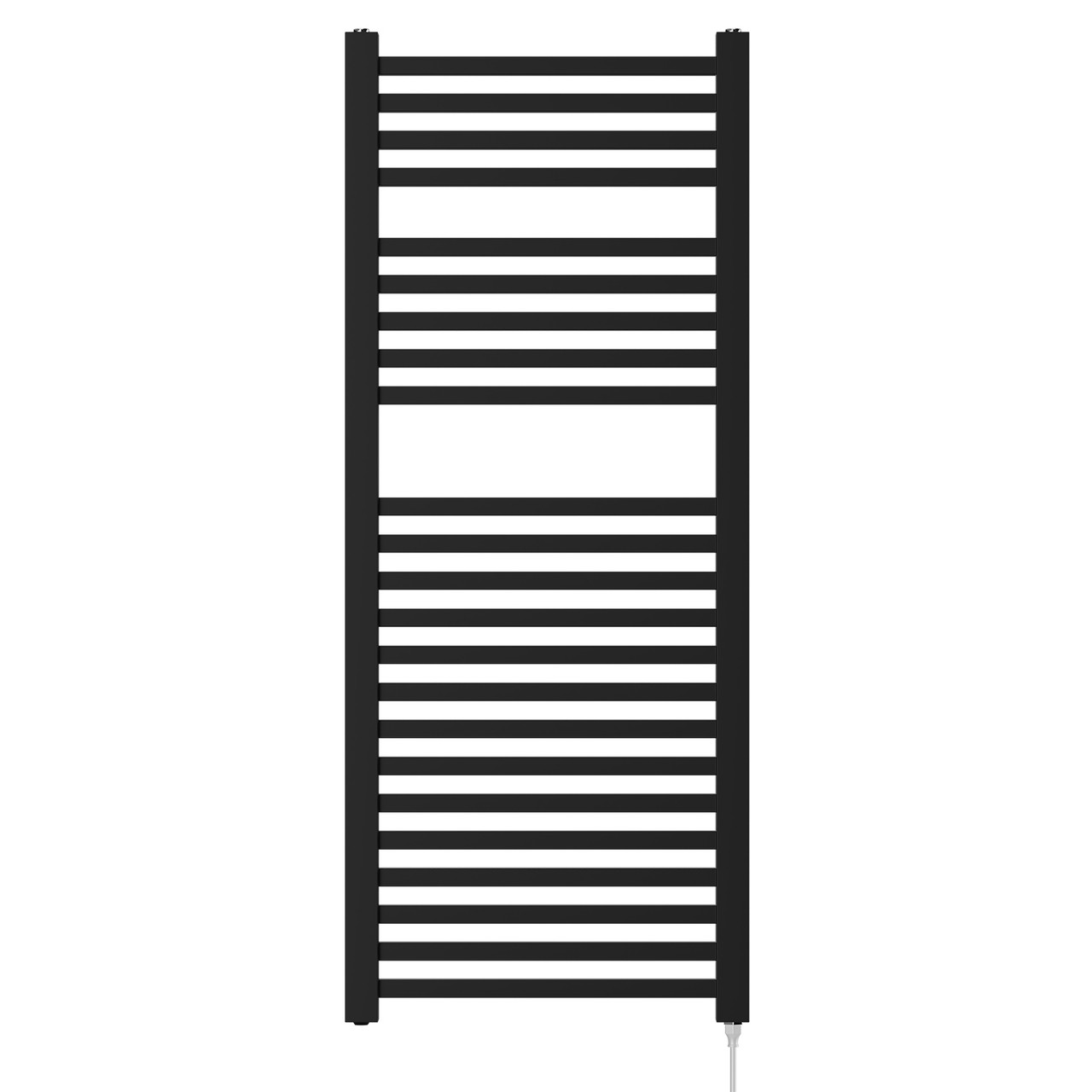 Girona Matt Black Square Bar Electric Heated Towel Rail Front View
