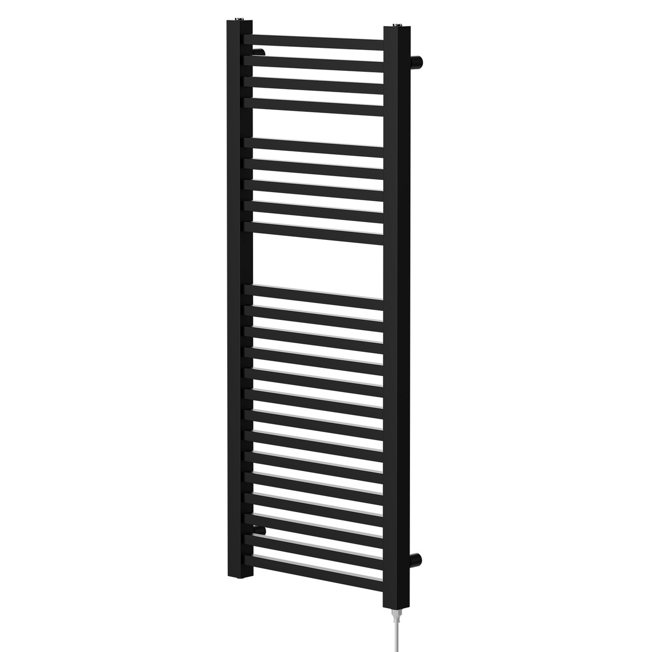 Girona Matt Black Square Bar Electric Heated Towel Rail Right Hand Side View