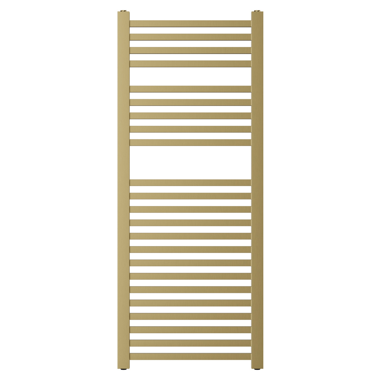 Girona Brushed Brass Square Bar Heated Towel Rail Front View