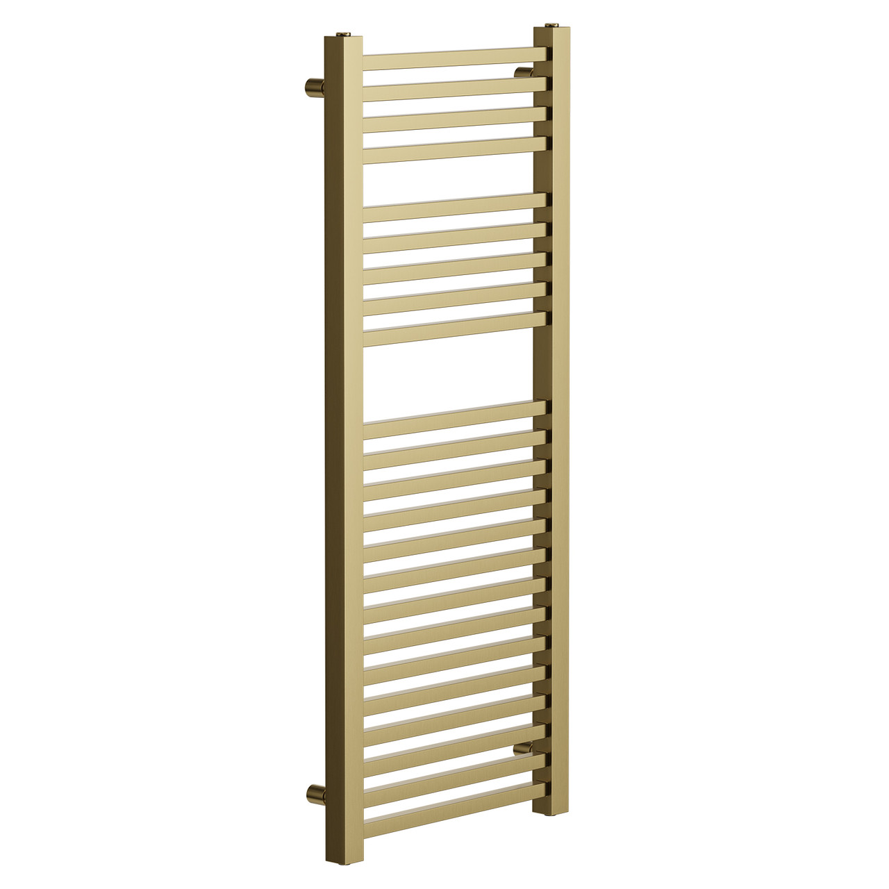Girona Brushed Brass Square Bar Heated Towel Rail Left Hand Side View