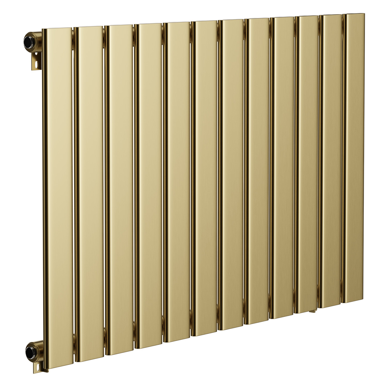Hannover Horizontal Brushed Brass Single Panel Radiator Left Hand Side View
