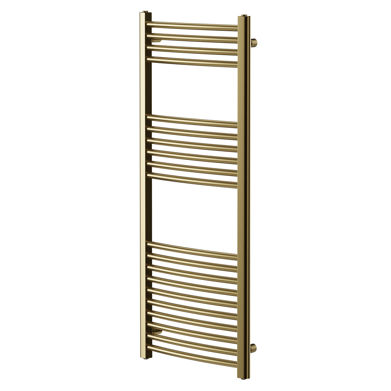 Malmo Brushed Brass Round Bar Heated Towel Rail Right Hand Side View