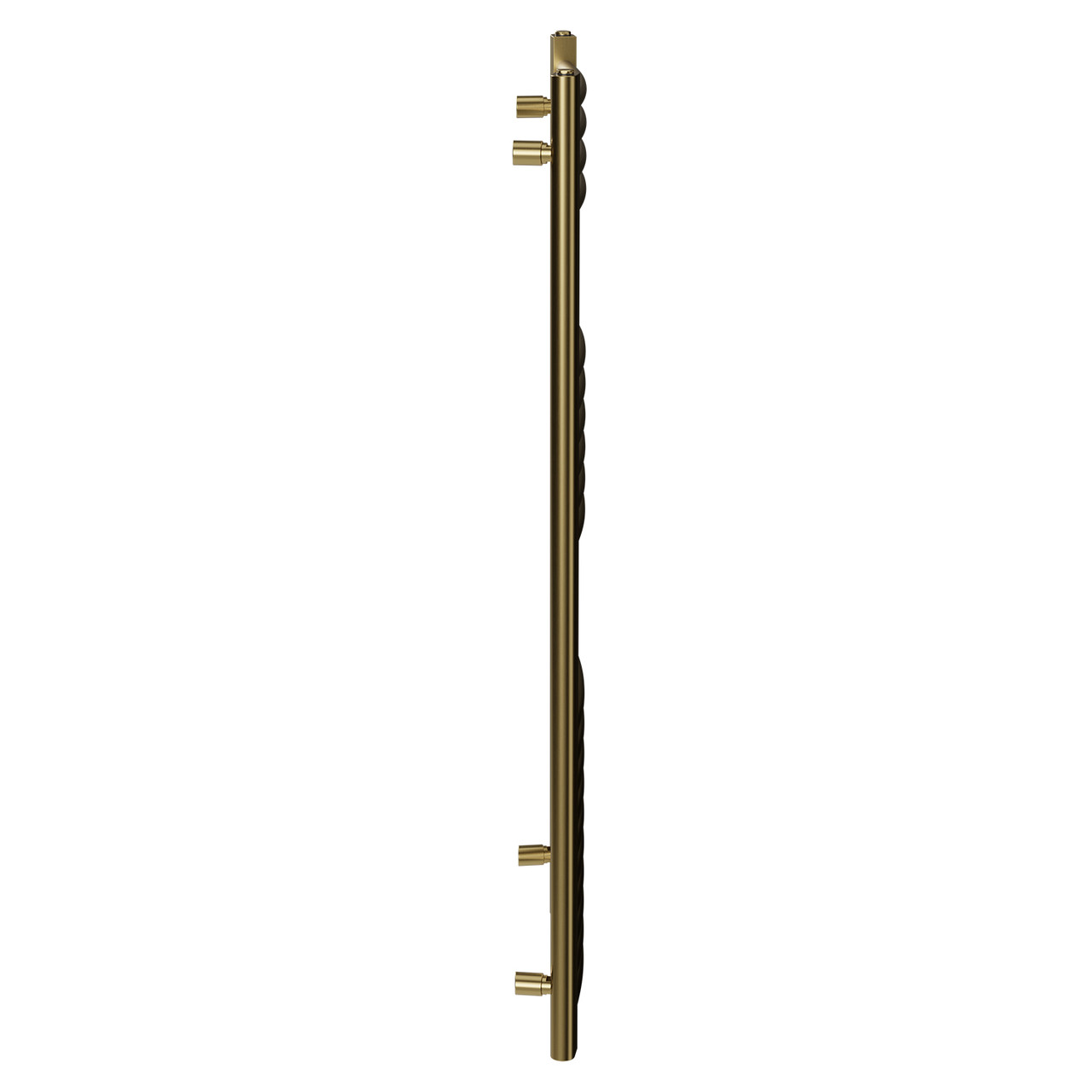 Malmo Brushed Brass Round Bar Heated Towel Rail Side on View
