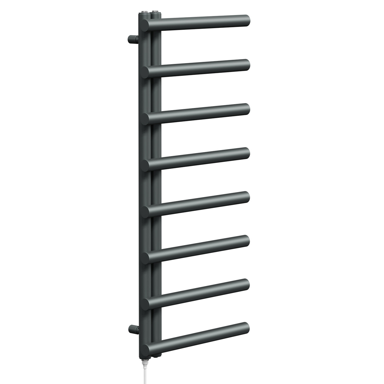 Madrid Anthracite Round Bar Electric Heated Towel Rail Left Hand Side View