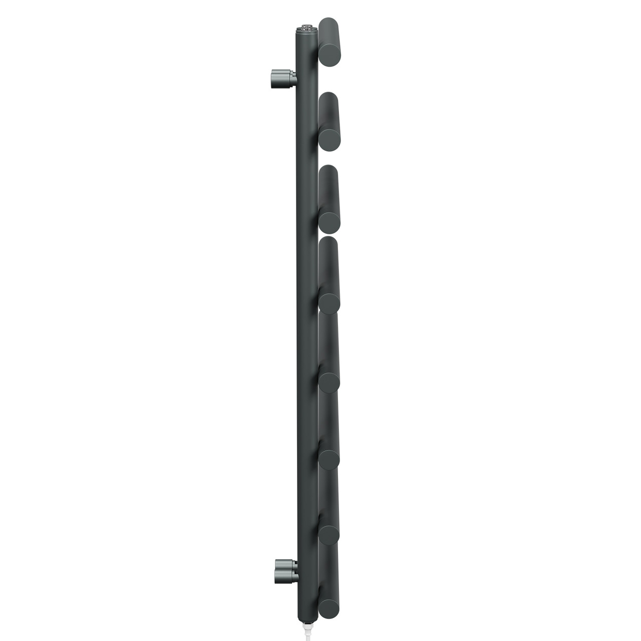 Madrid Anthracite Round Bar Electric Heated Towel Rail Side on View