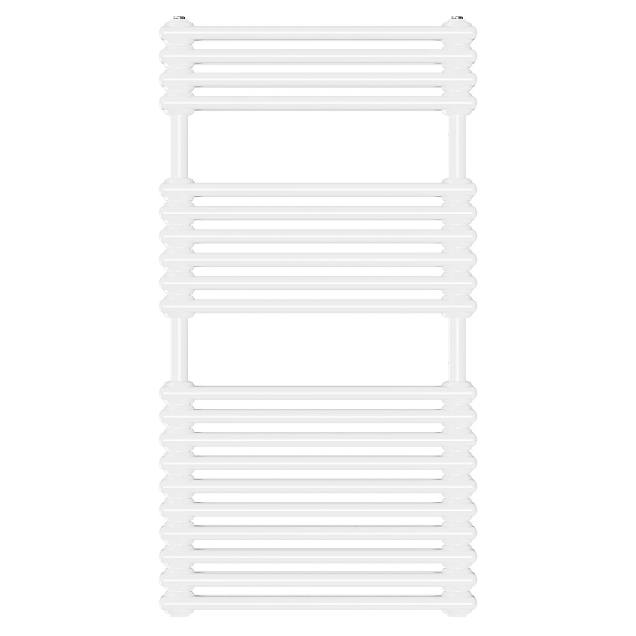 Halle White Vertical Double Column Heated Towel Rail Front View