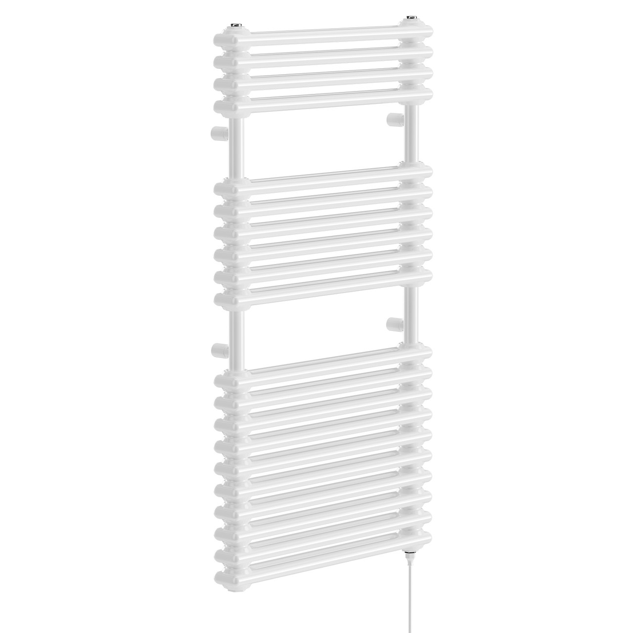 Halle White Vertical Double Column Electric Heated Towel Rail Left Hand Side View
