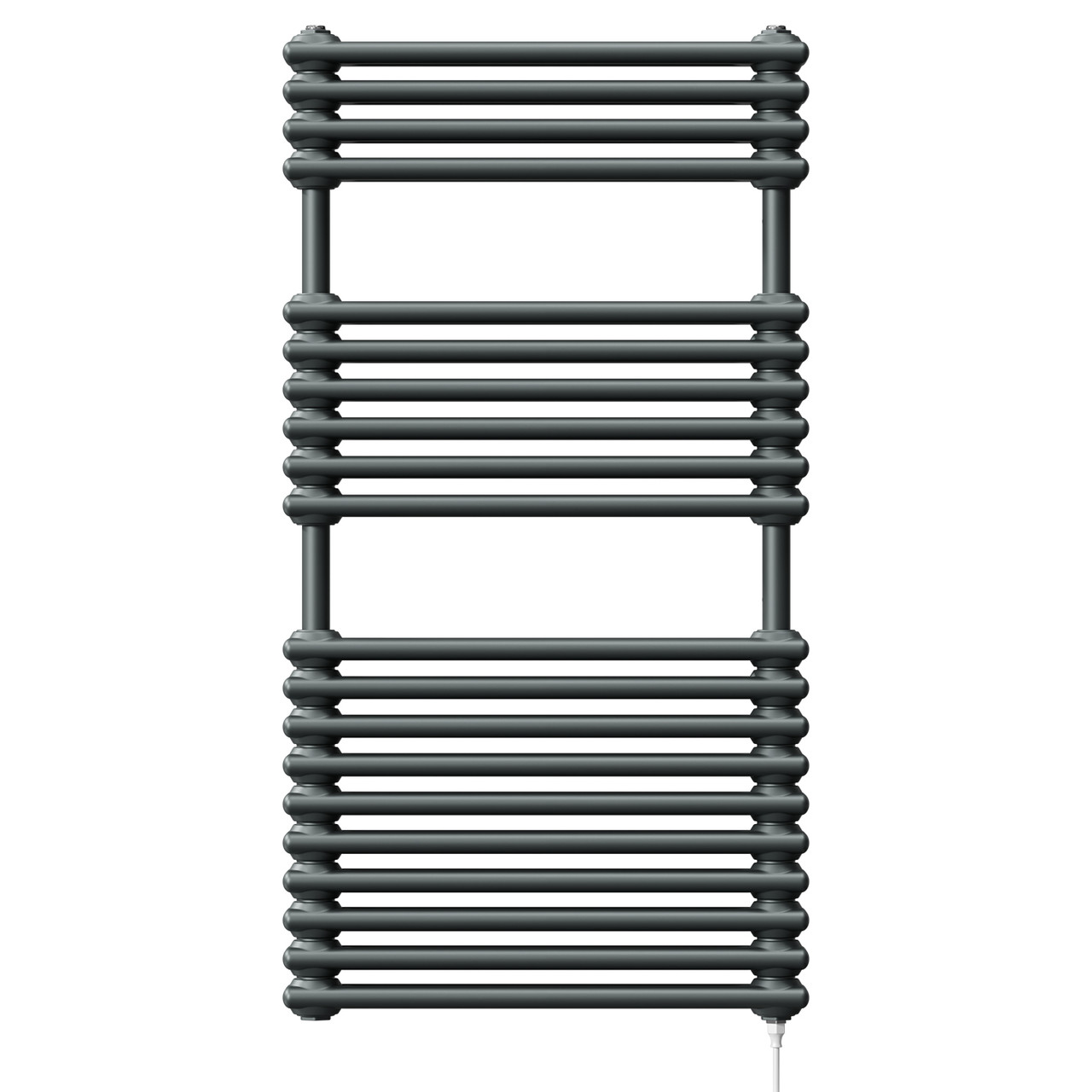 Halle Anthracite Vertical Double Column Electric Heated Towel Rail Front View