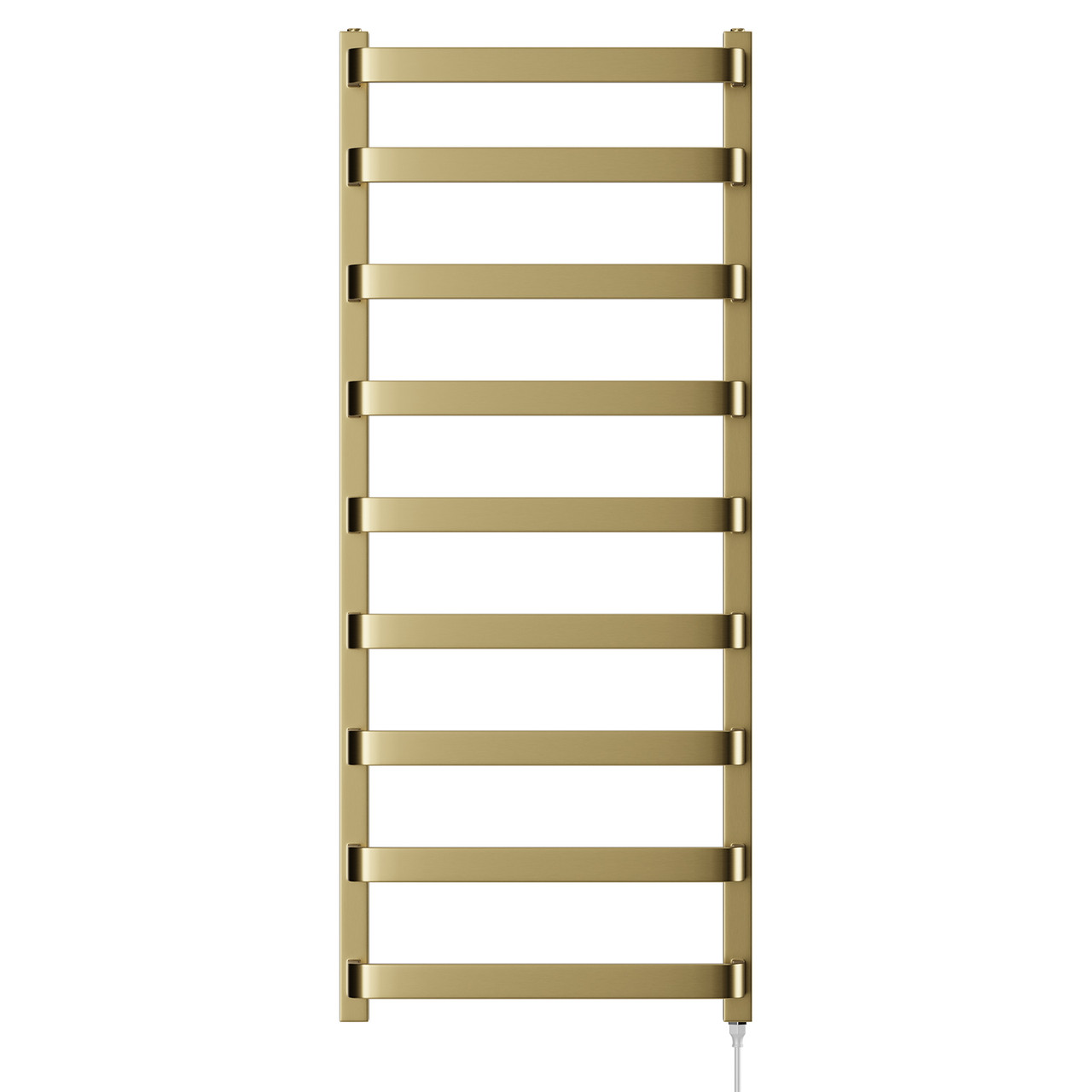 Monaco Brushed Brass Curved Electric Heated Ladder Rail Front View