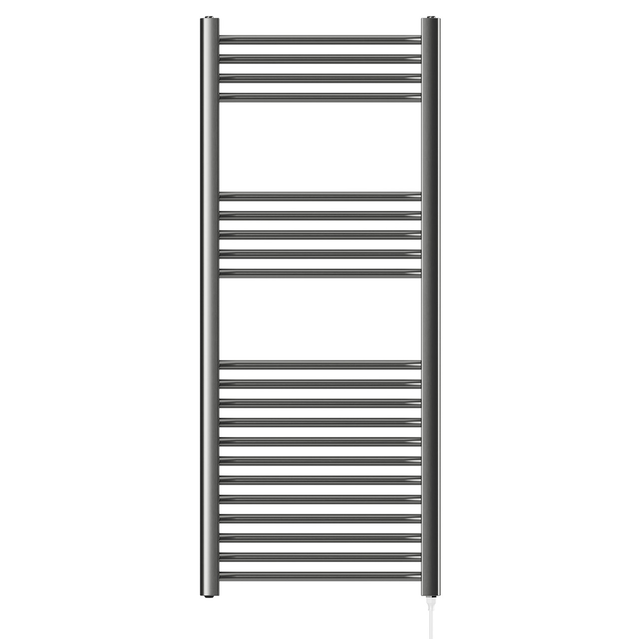 Porto Gunmetal Grey Round Bar Electric Heated Towel Rail Front View