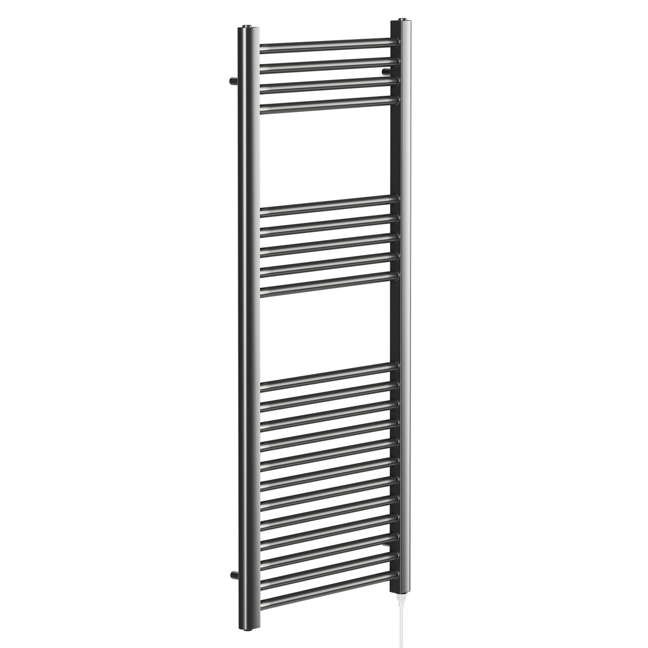 Porto Gunmetal Grey Round Bar Electric Heated Towel Rail Left Hand Side View
