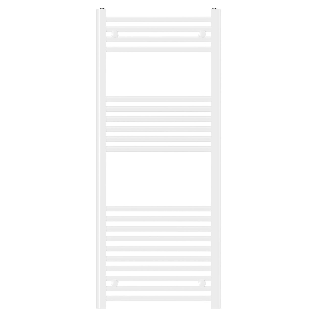 Porto White Round Bar Heated Towel Rail Front View