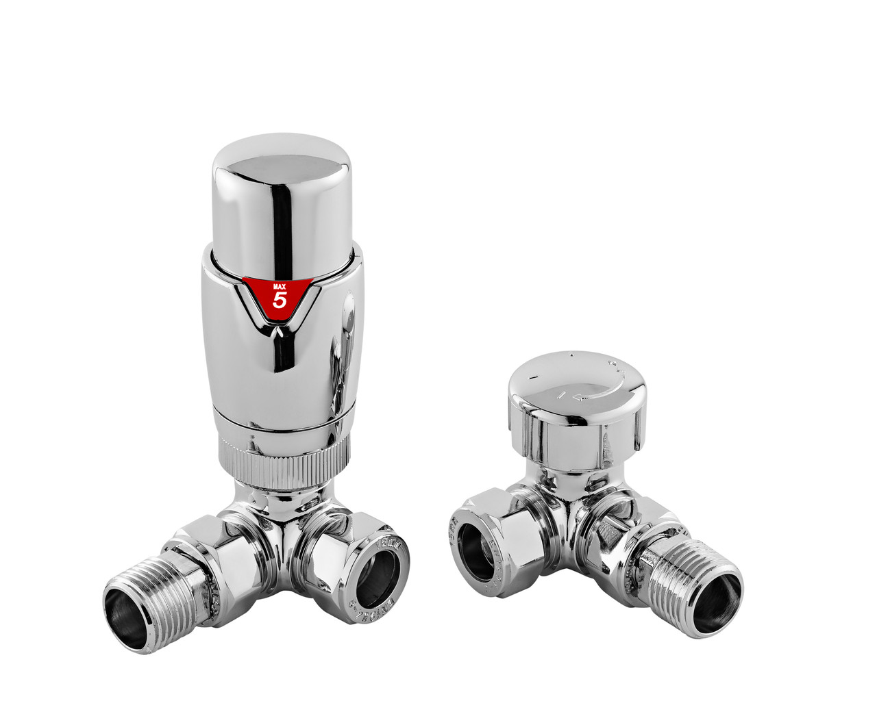 Nuie Luxury Chrome Corner Thermostatic Radiator Valves - HT317
