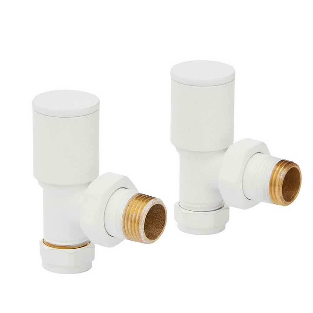 Kartell Modern White Angled Radiator Valves - WHITE-ANG Front View