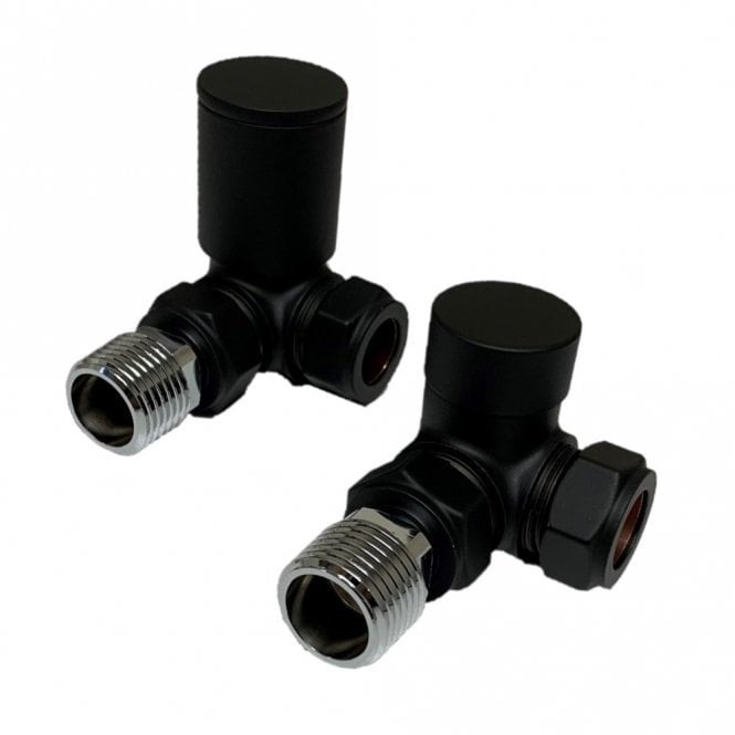 Kartell Modern Black Corner Radiator Valves - CRNV-BLACK Front View