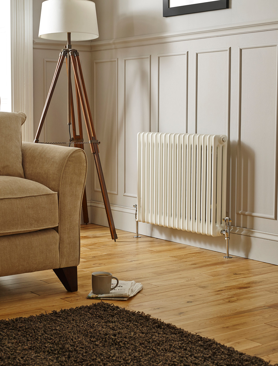 Kartell Laser Klassic White 750mm Four Column Radiator Front View