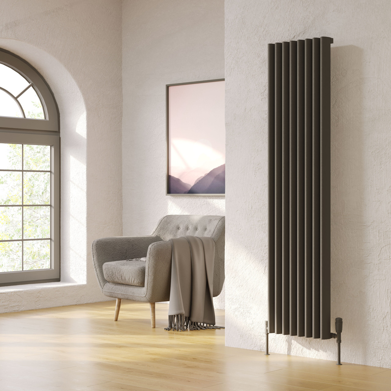 Kartell Toronto Grey Vertical Single Panel Radiator Front View