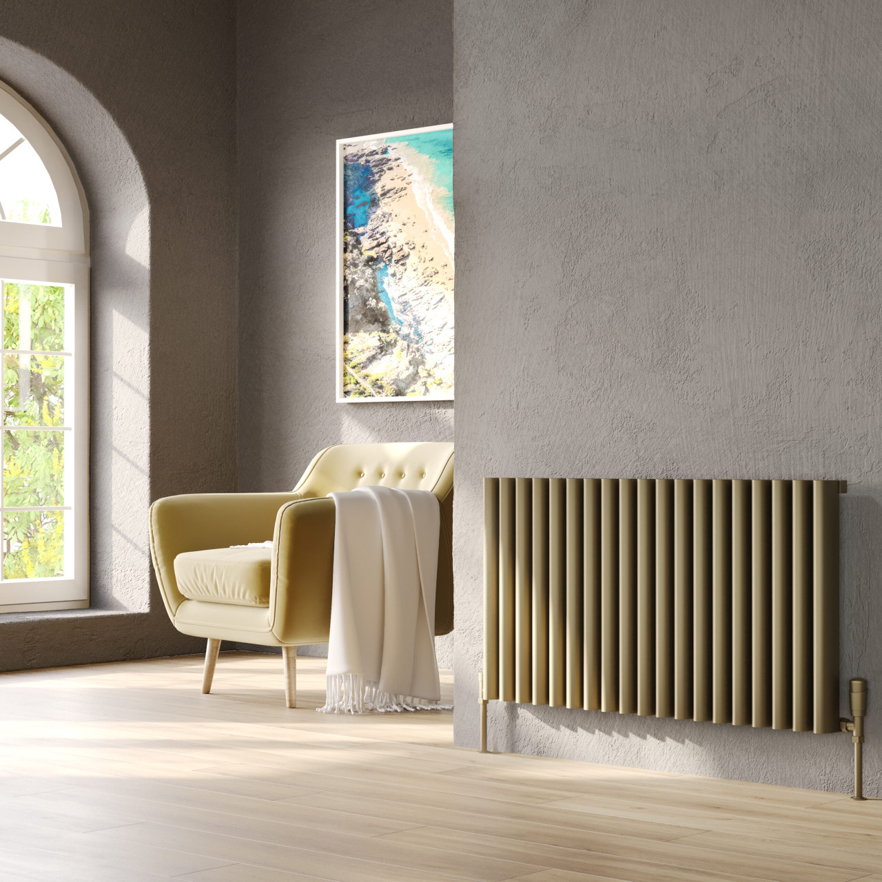 Kartell Toronto Bronze Horizontal Single Panel Radiator Front View