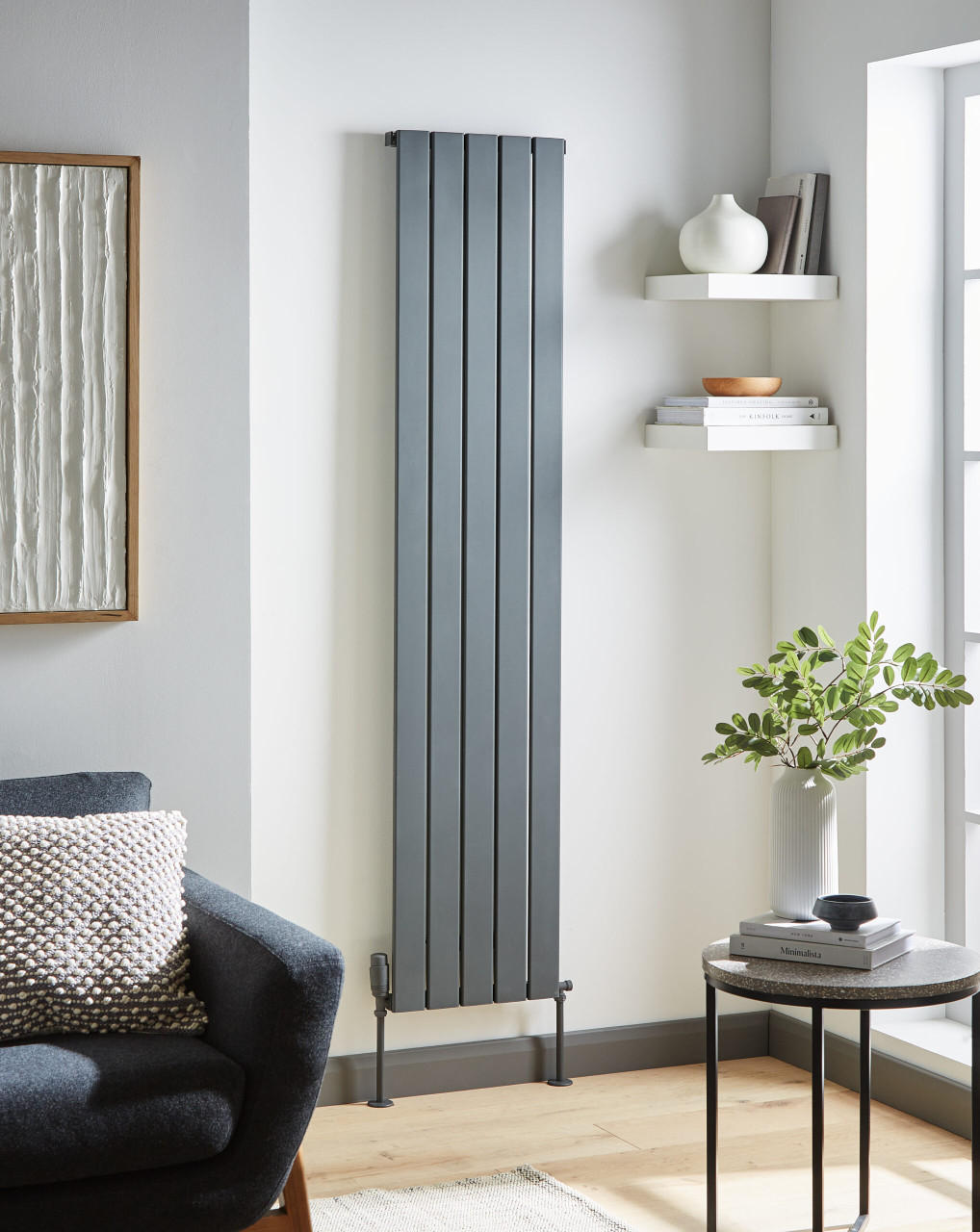 Kartell Victoria Grey Vertical Single Panel Radiator Front View