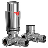 Alves Round Chrome Corner Thermostatic Radiator Valves Left Hand Side View
