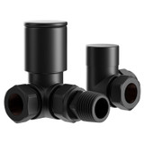 Alves Round Matt Black Corner Radiator Valves Left Hand Side View