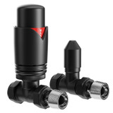 Alves Matt Black Straight Thermostatic Radiator Valves Left Hand Side View