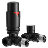 Alves Matt Black Corner Thermostatic Radiator Valves Left Hand Side View