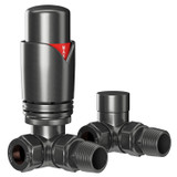 Alves Gunmetal Grey Corner Thermostatic Radiator Valves Left Hand Side View