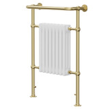 Wexford Brushed Brass and White 950mm x 660mm Double Column Towel Radiator Right Hand Side View