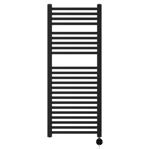 Girona Matt Black Square Bar Digital Thermostatic Electric Heated Towel Rail Front View