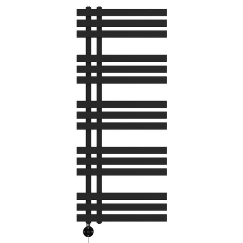 Helsinki Matt Black Straight Digital Thermostatic Electric Heated Towel Rail Front View