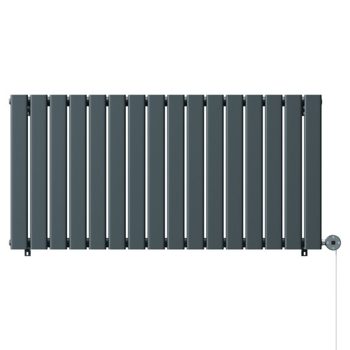 Hannover Horizontal Anthracite Digital Thermostatic Electric Single Panel Radiator Front View