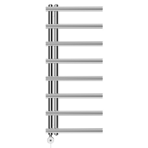Madrid Chrome Round Bar Digital Thermostatic Electric Heated Towel Rail Front View