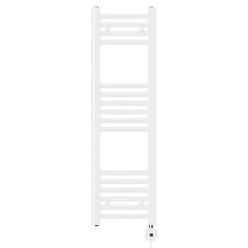Porto White Round Bar Digital Thermostatic Electric Heated Towel Rail Front View