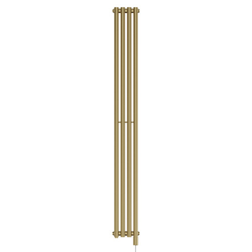 Sofia Brushed Brass Vertical Single Panel Electric Radiator Front View