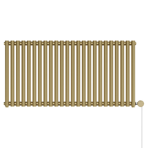 Sofia Brushed Brass Horizontal Digital Thermostatic Single Panel Electric Radiator Front View