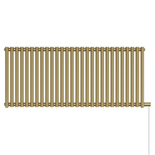 Sofia Brushed Brass Horizontal Single Panel Electric Radiator Front View